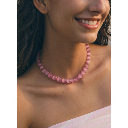 Peach Pink Cat's Eye Necklace