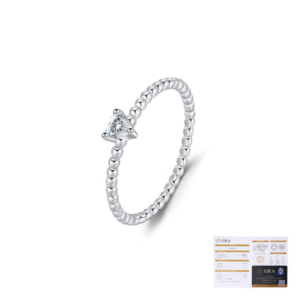 Sterling Silver Heart Moissanite Ring