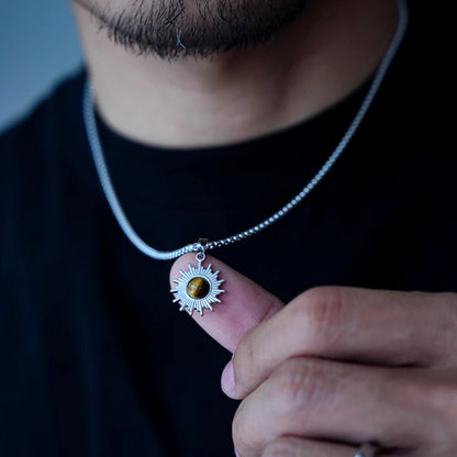 Sunflower Cat's Eye Pendant Necklace