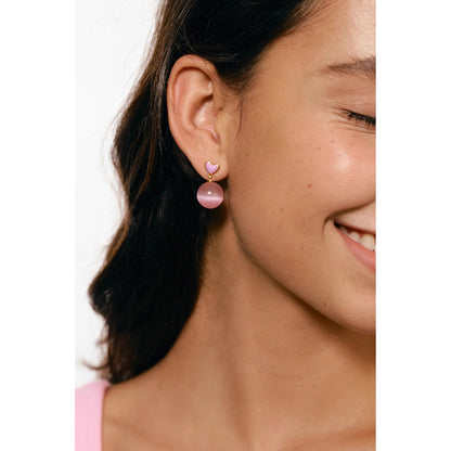 Peach Pink Cat's Eye Earrings