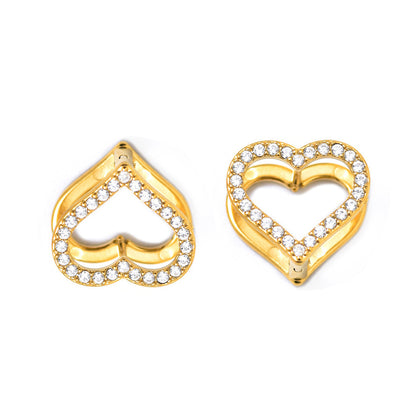 Double Sided Heart Shaped Diamond Earrings