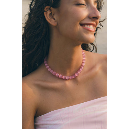 Peach Pink Cat's Eye Necklace