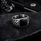 Vintage Black Onyx Cuban Link Open Ring