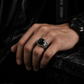 Vintage Black Onyx Cuban Link Open Ring
