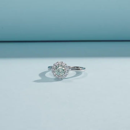 Halo Sterling Silver Moissanite Ring