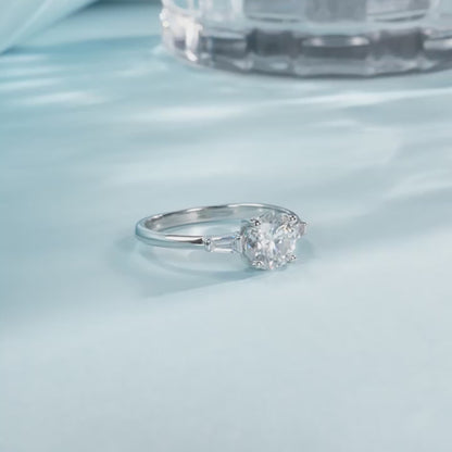 1 Carat Modern Sterling Silver Moissanite Ring