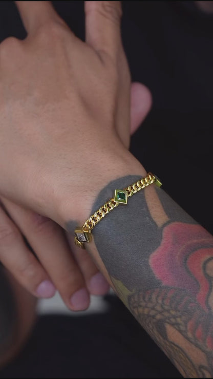 Green Zircon Cuban Chain